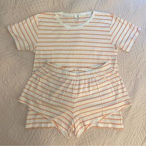 Lake Pajamas Pima Weekend Shorts Set in Papaya